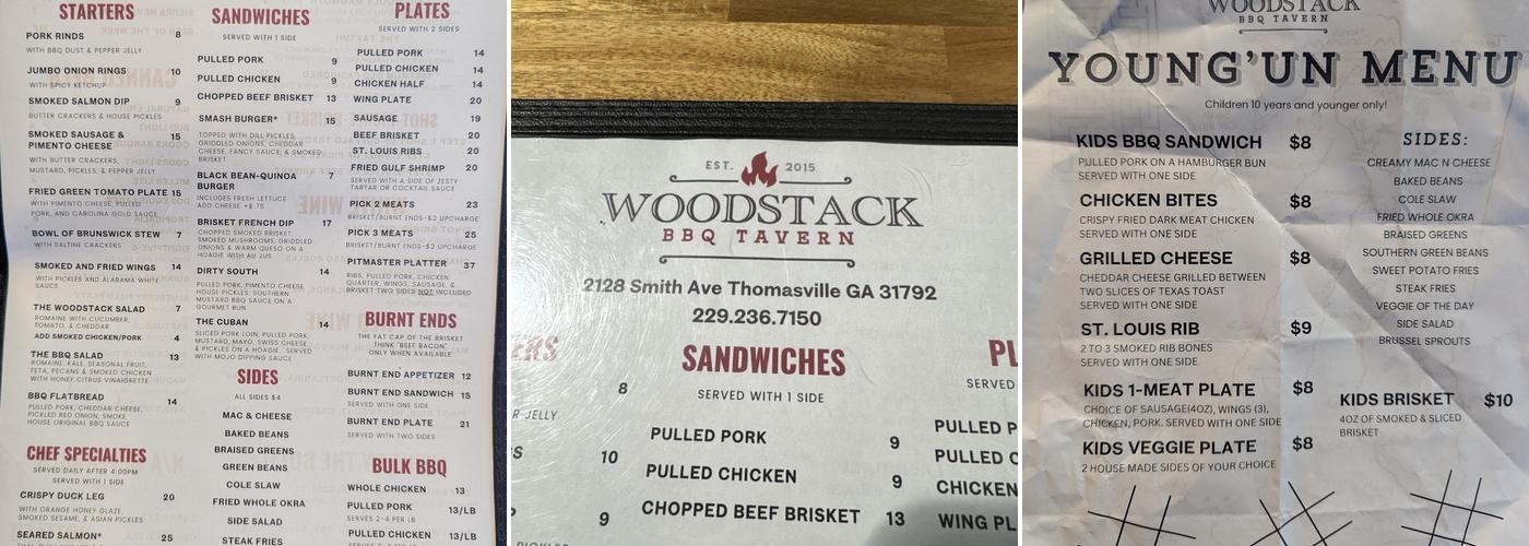 Woodstack BBQ Menu