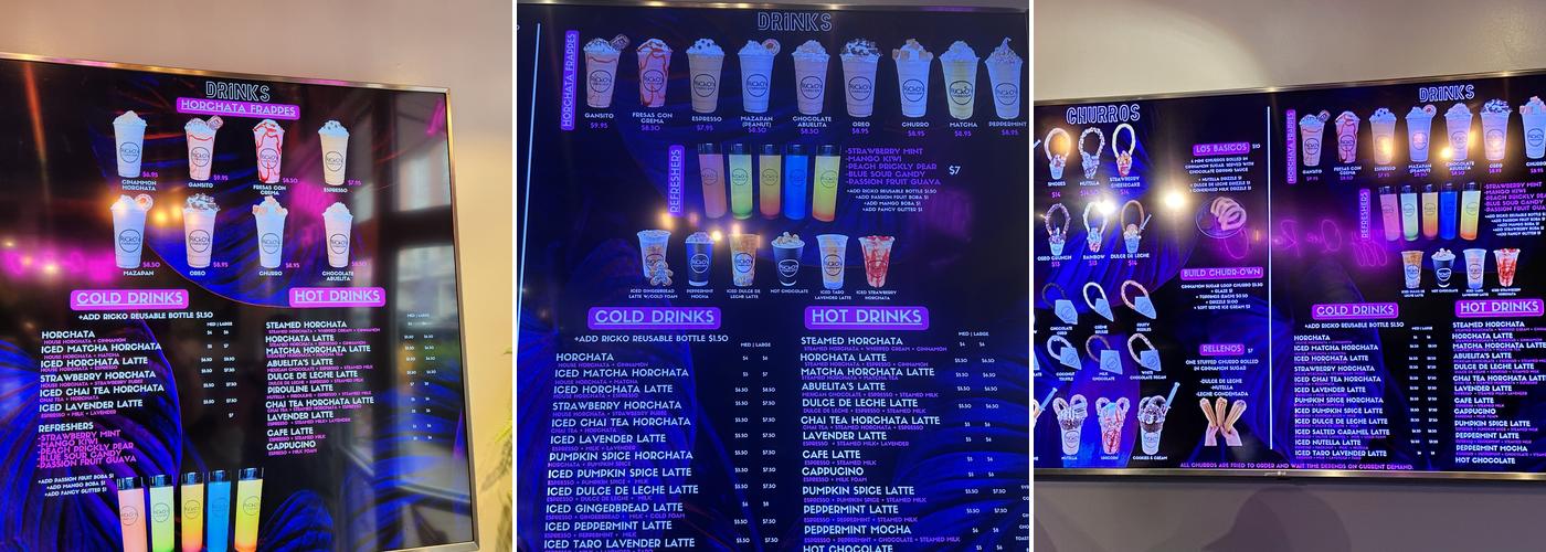 Ricko's Churro Bar Menu