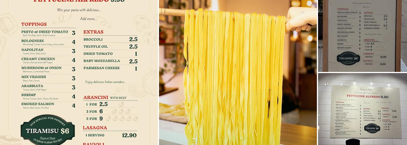 Pasta de Pasta Menu