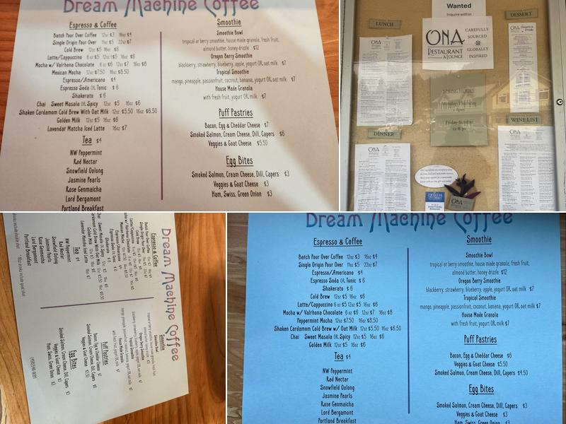 Dream Machine Coffee Menu