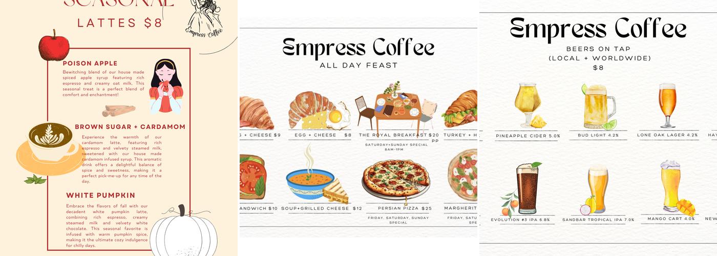 Empress Coffee & Cocktails Menu