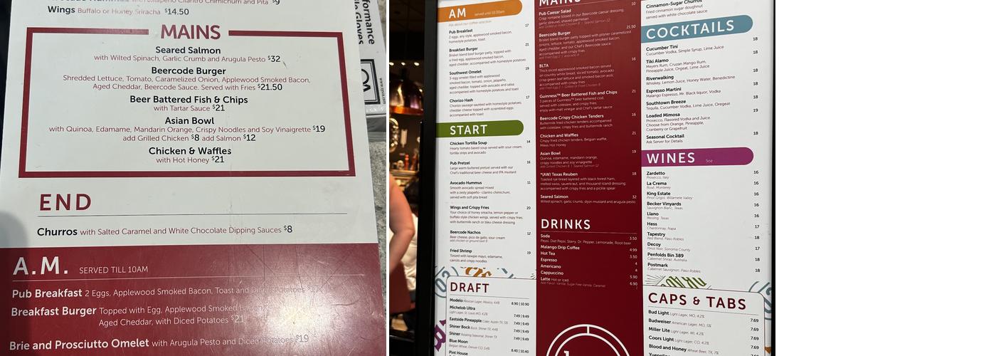 Beercode Kitchen & Bar Menu