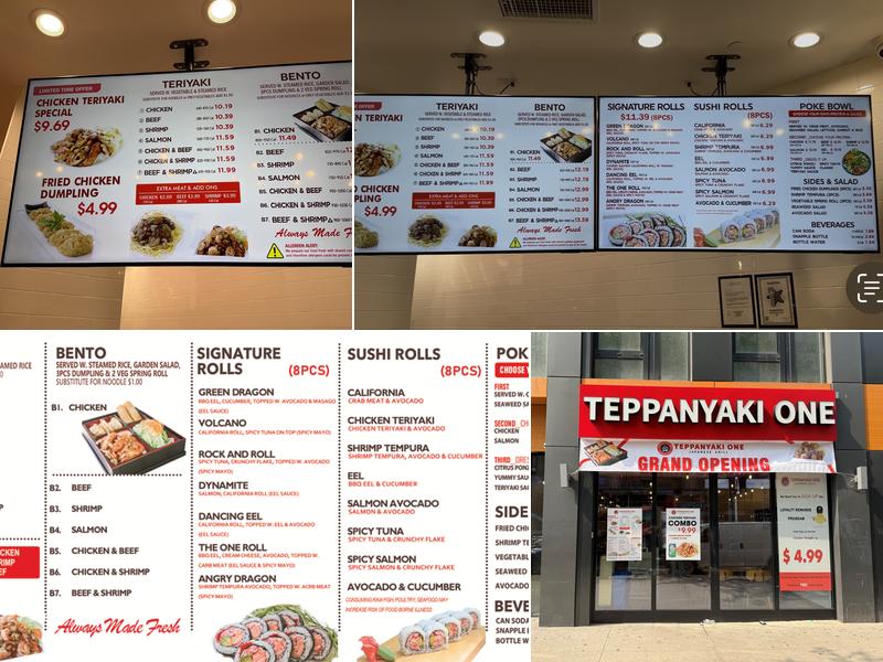 Teppanyaki One Teriyaki & Sushi Menu