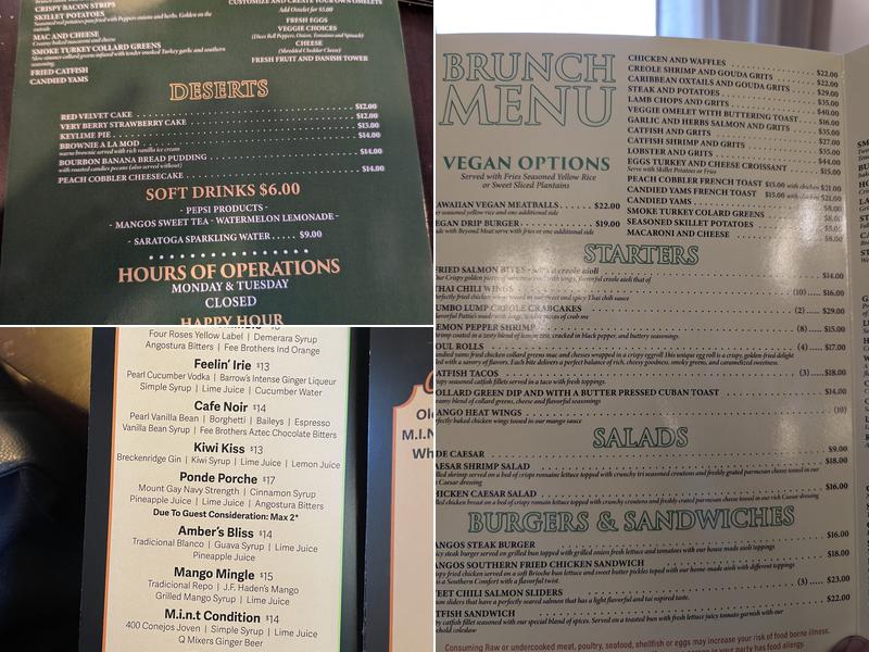 Mangos Southern Kitchen and Bar Menu