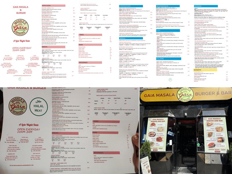 Gaia Masala & Burger New York Menu