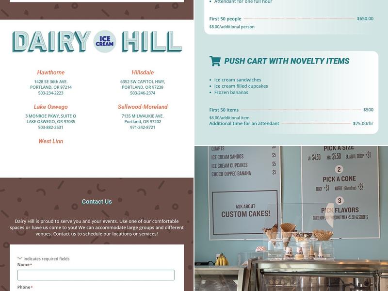 Dairy Hill Ice Cream Menu