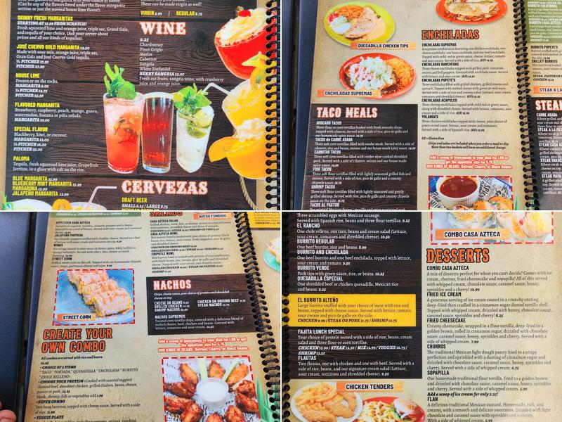 Casa Azteca Menu