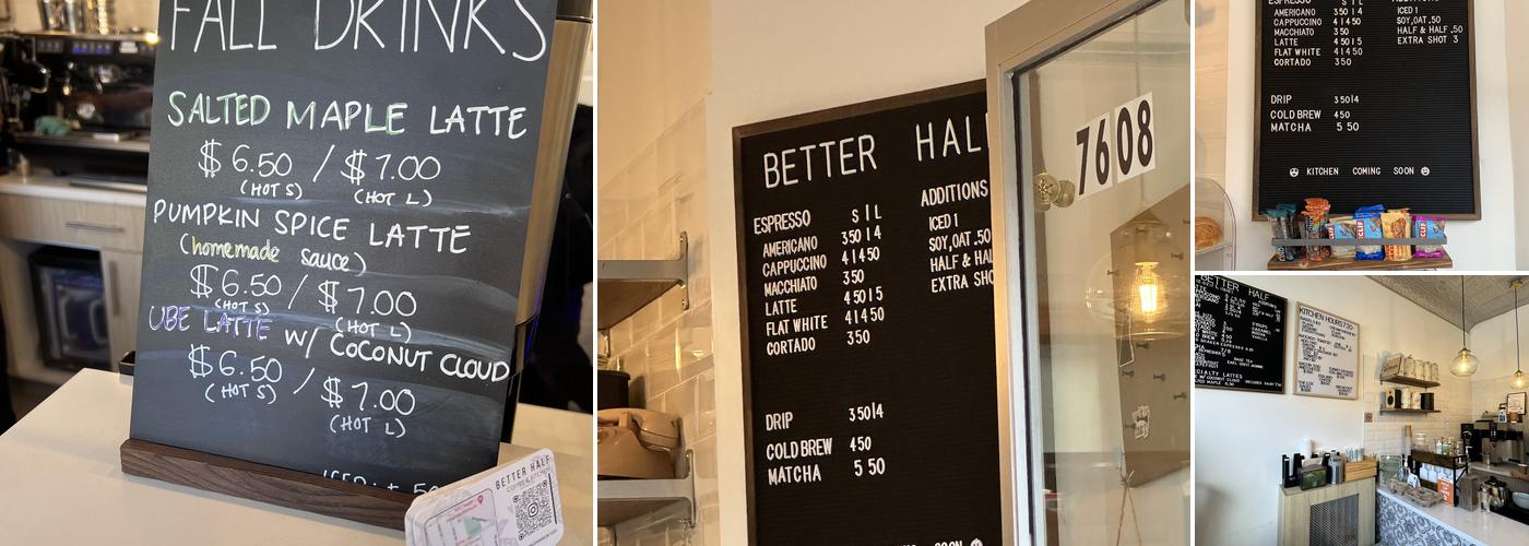Better Half Coffee Kitchen Menu