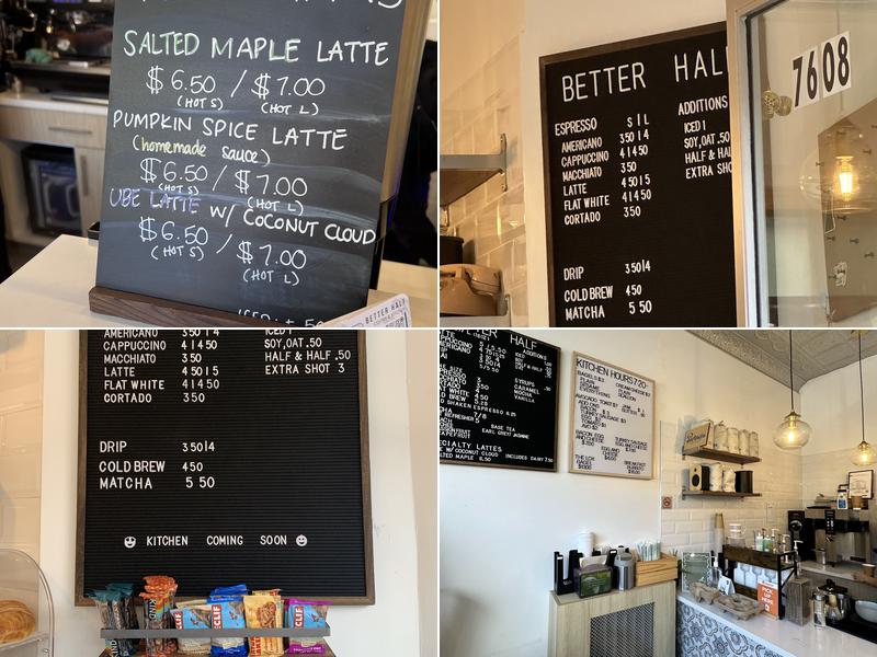 Better Half Coffee Kitchen Menu