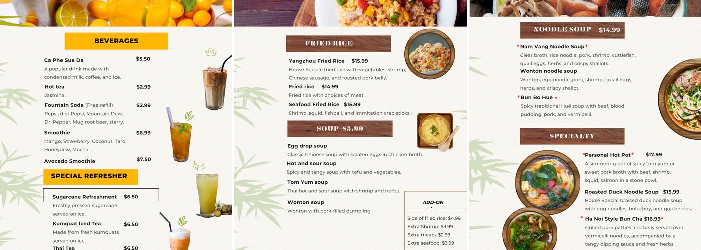 Pho Viet Restaurant Menu