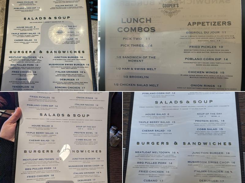 Cooper's Central Table & Cocktail Menu