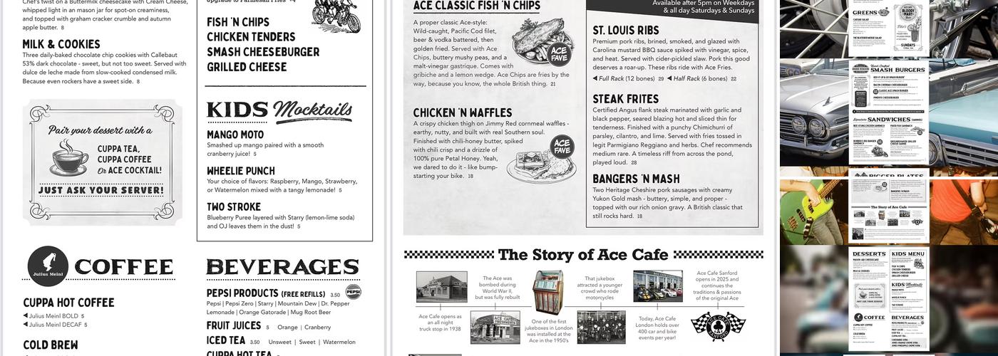 Ace Cafe Sanford Menu