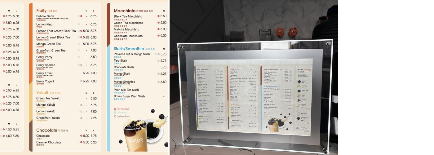 CoCo Bubble Tea Menu
