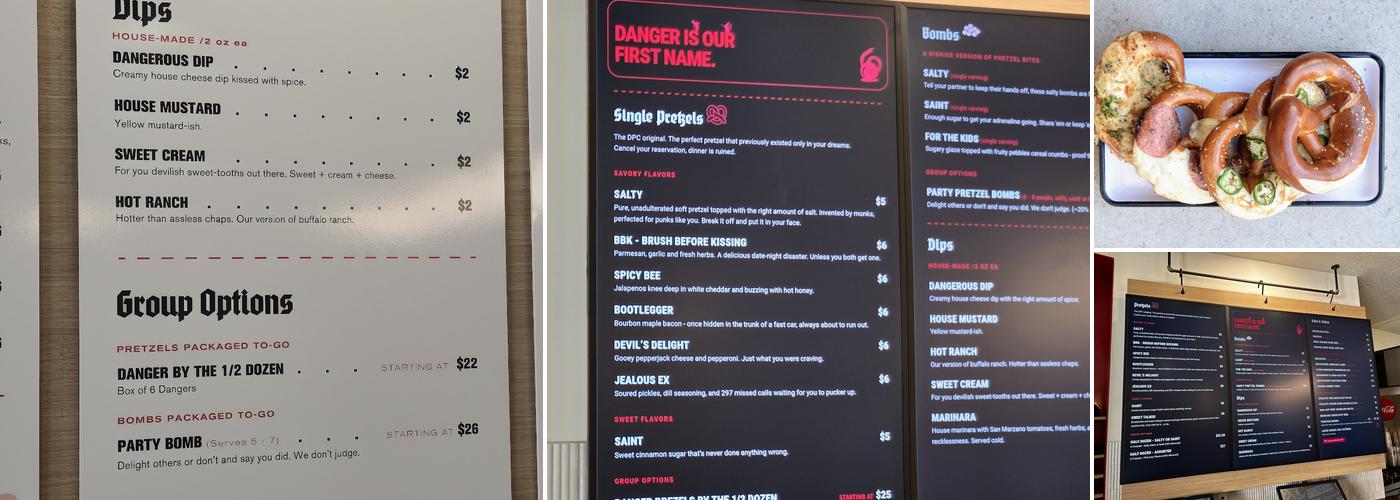 Dangerous Pretzel Menu