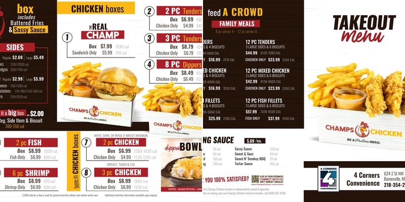 Champs Chicken Menu