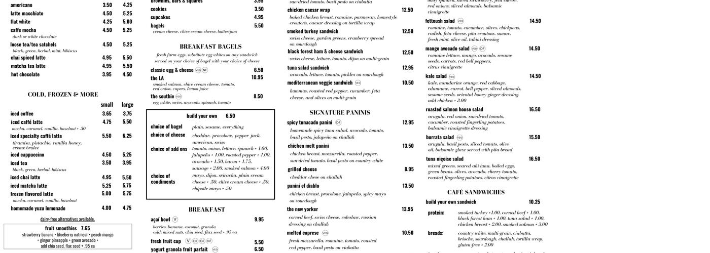 emmi bakery & cafe Menu