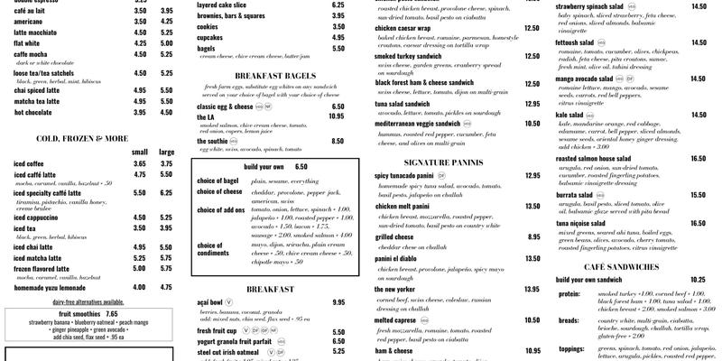 emmi bakery & cafe Menu
