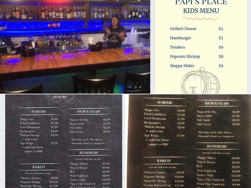 Papi’s Place Menu