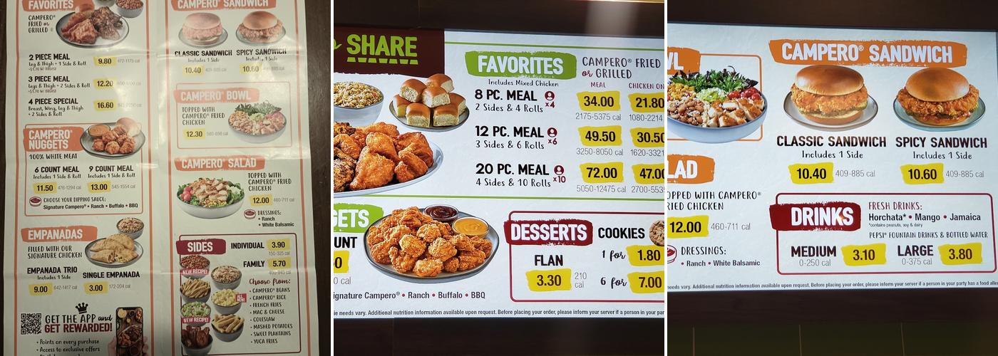 Pollo Campero Menu