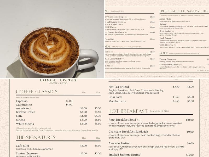 River Roux Menu