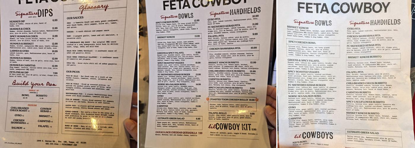 Feta Cowboy Menu
