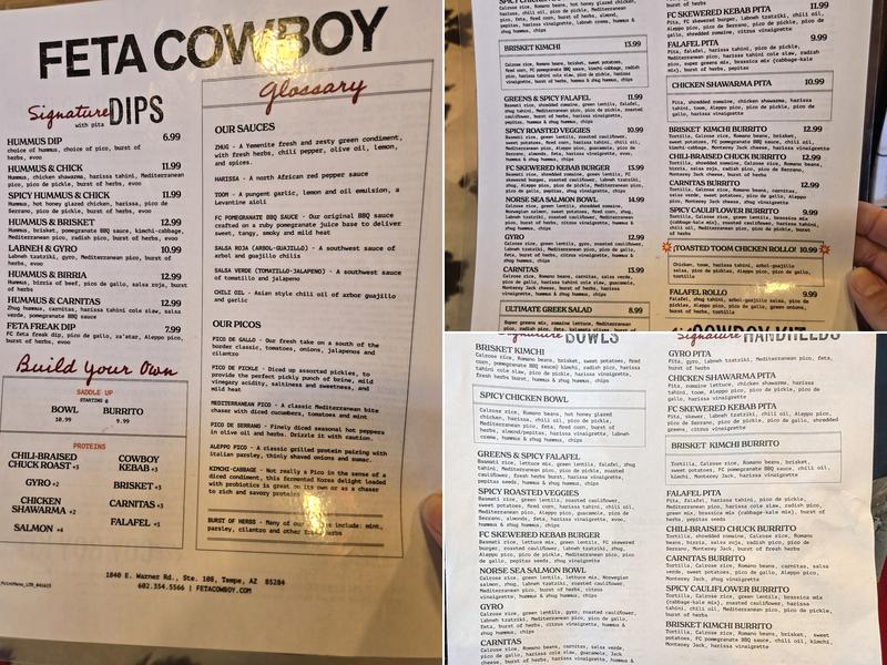 Feta Cowboy Menu