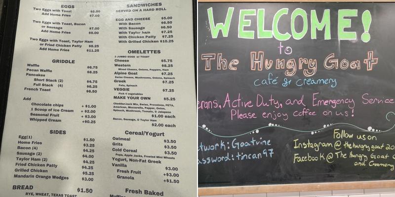 The Hungry Goat Cafe and Creamery Menu