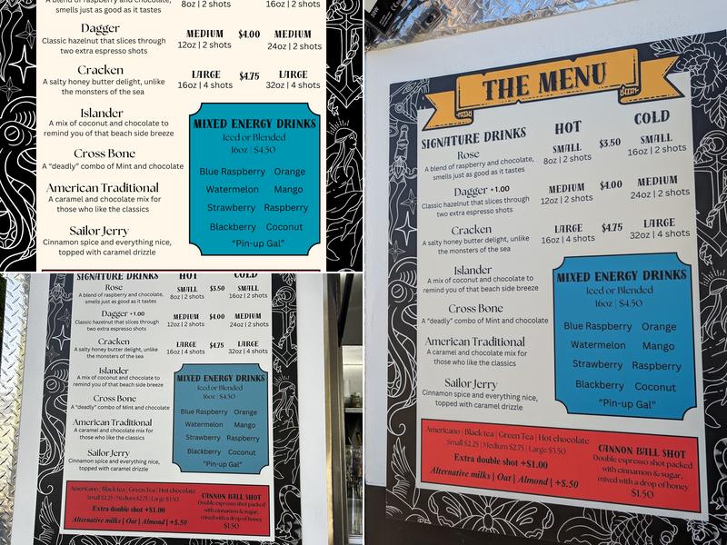 Rose and Dagger Coffee Company Menu