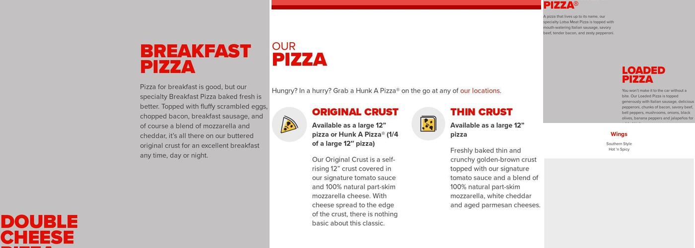 Hunt Brothers Pizza Menu