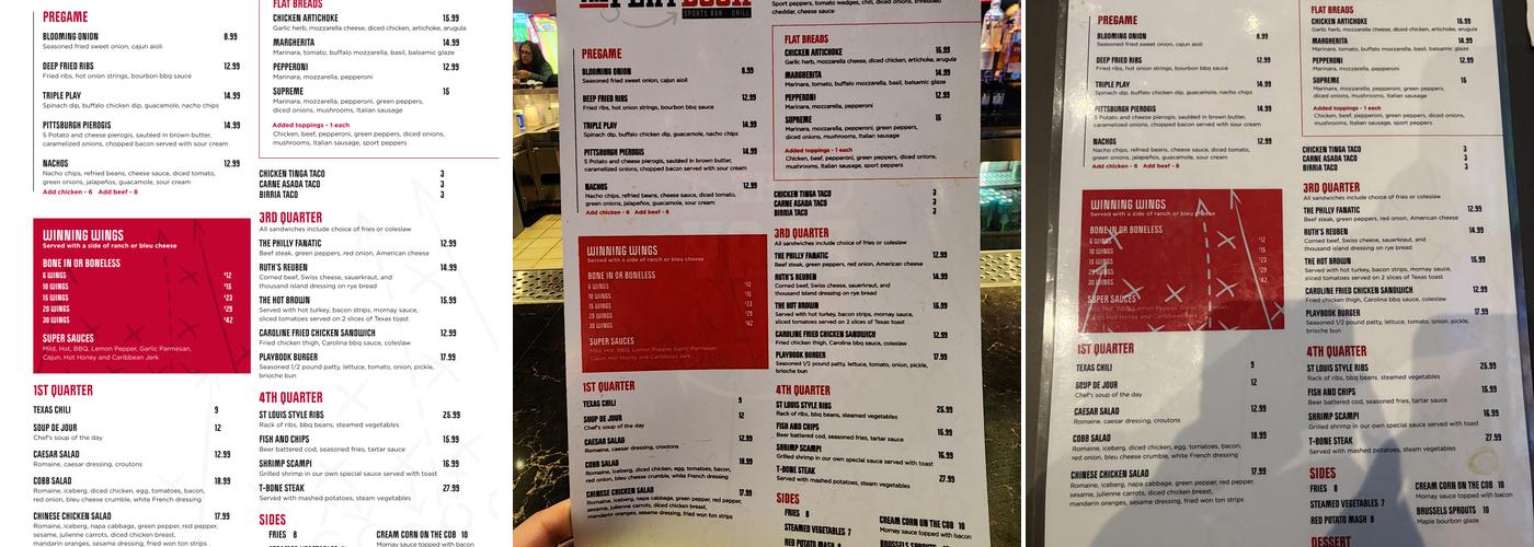 The Playbook Sports Bar + Grill Menu