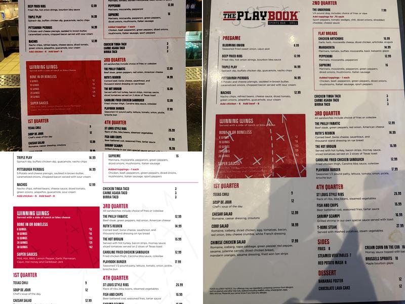 The Playbook Sports Bar + Grill Menu