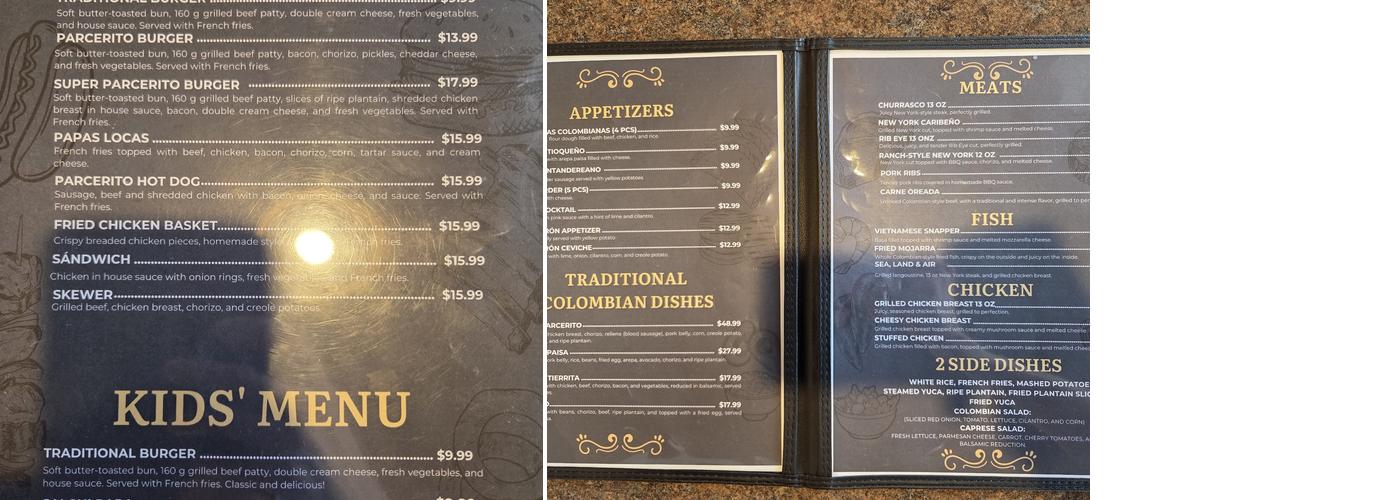 PARCERITO PARRILLA COLOMBIANA Menu