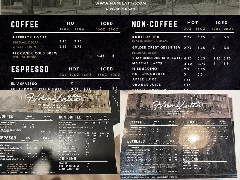 Hamilatte Menu