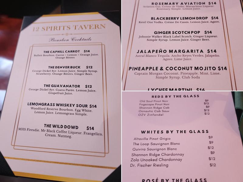 12 Spirits Tavern Menu