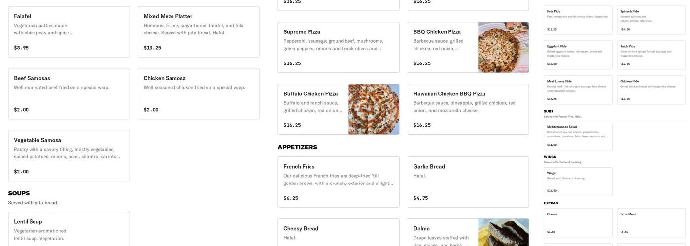 ADEN PIZZA & MEDITERRANEAN Menu