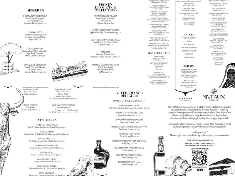 Masons Steakhouse Menu