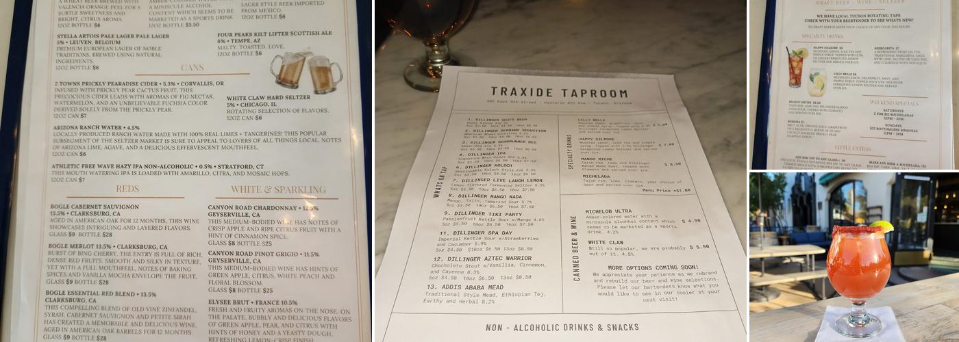 TraXide Taproom Menu