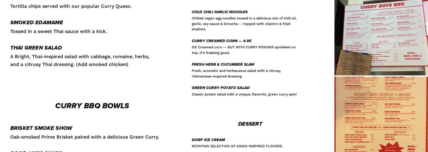 Curry Boys BBQ Menu