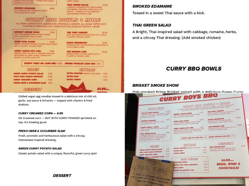 Curry Boys BBQ Menu