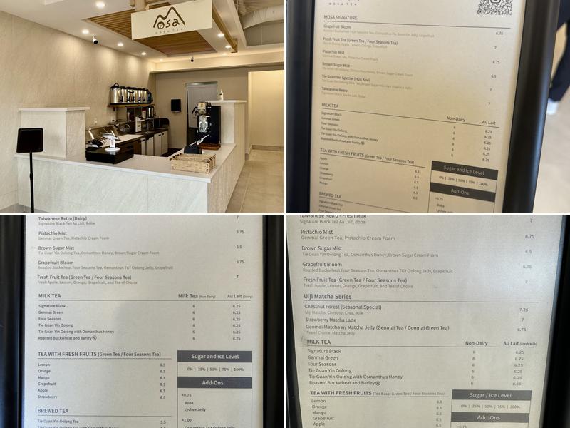 Mosa Tea Menu