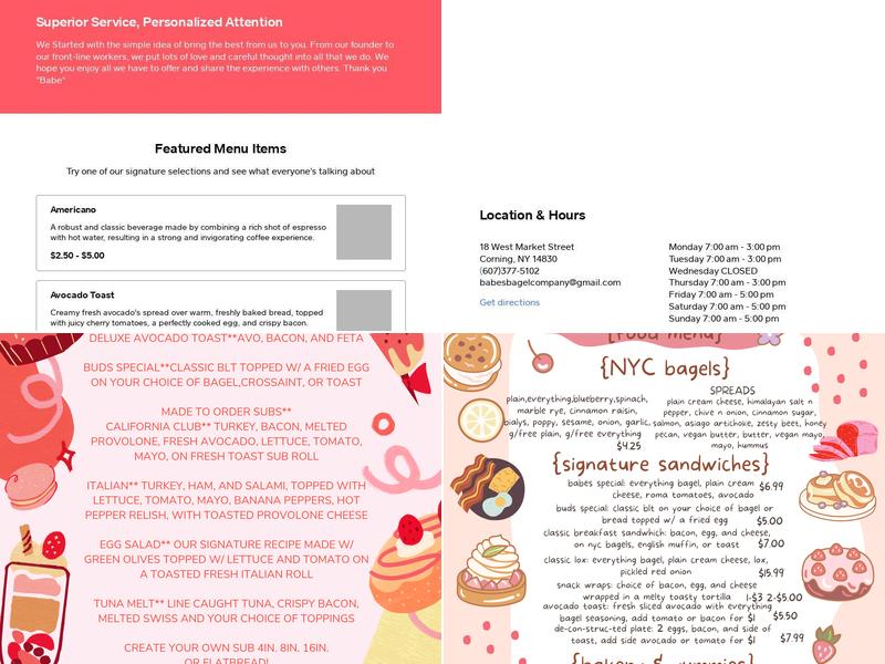 Babe's, Bagels & Beans Menu