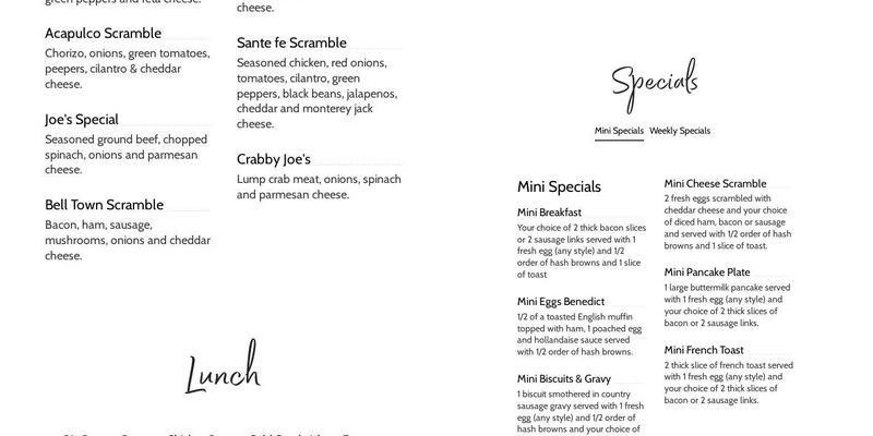 Patty’s Eggnest Menu