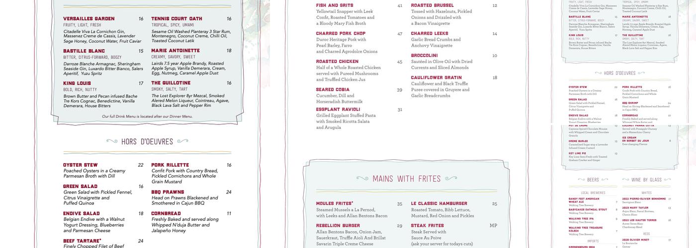 Rebellion Beachside Bar & Bistro Menu