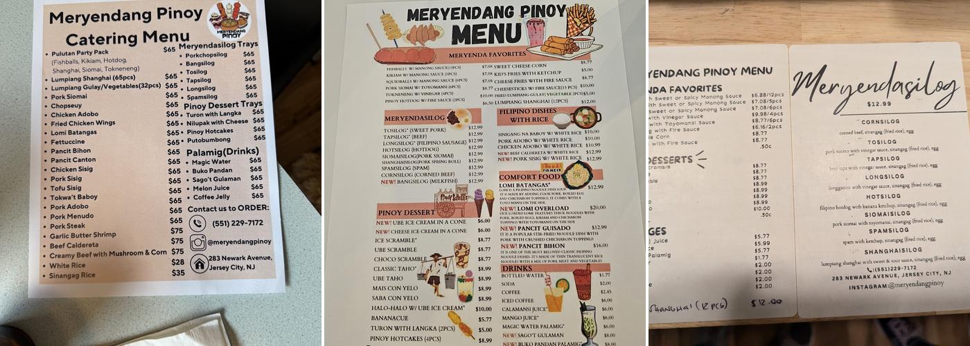 Meryendang Pinoy Menu