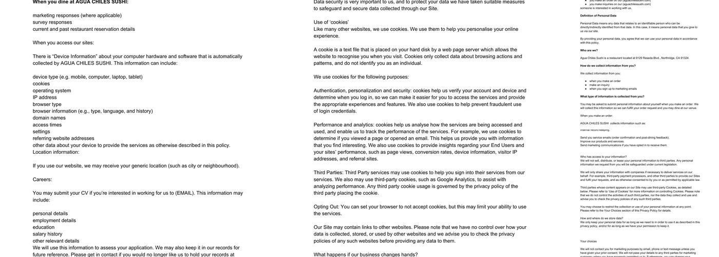 A La Diabla Sushi Menu