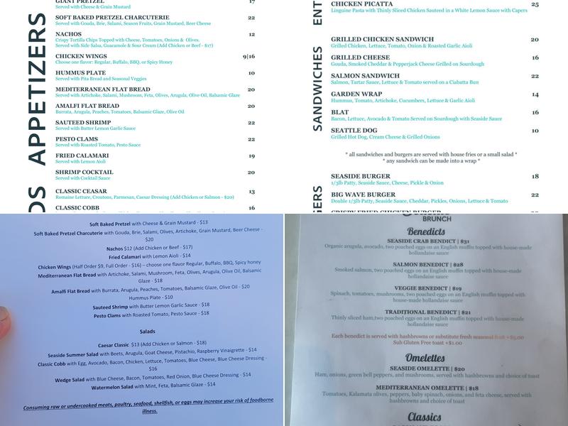 Seaside Grill Menu