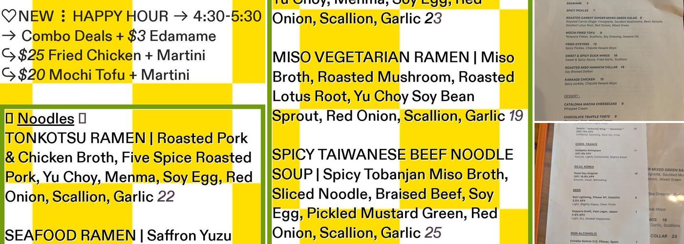 Unoriginal Noodles Menu