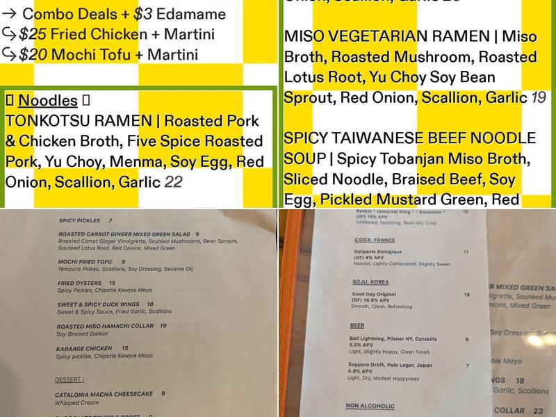 Unoriginal Noodles Menu