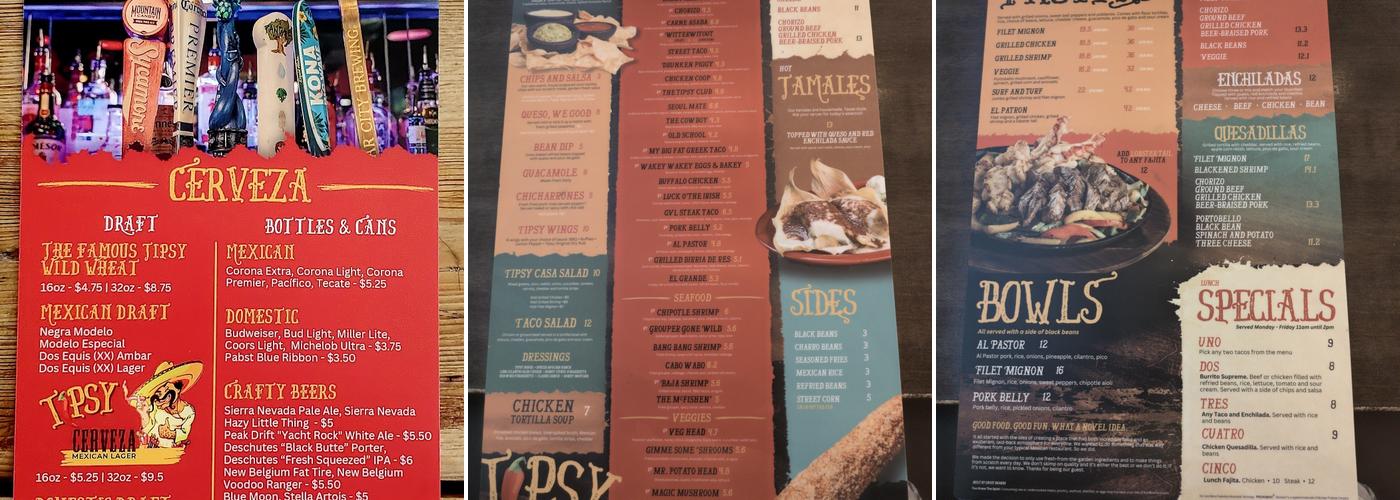 Tipsy Taco Menu