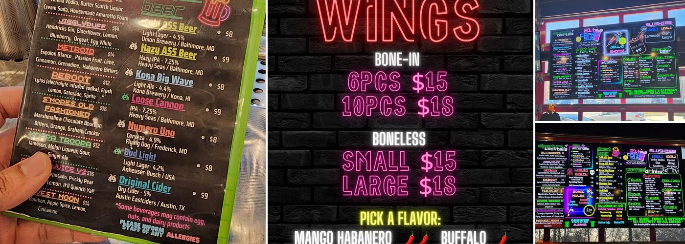 GameOn bar+arcade Menu